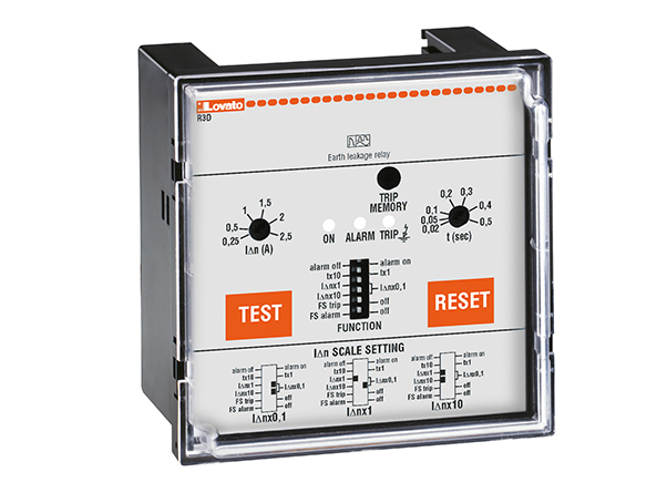 Relay bảo vệ dòng rò, lắp mặt cánh, 2 ngõ ra relay + flag indicator + display_R3D415