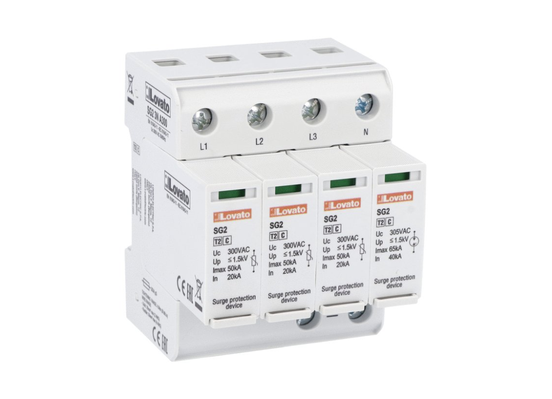 Chống sét lan truyền loại 2, 3P+N, (8/20MS) 20KA,relay ngõ ra SG23NA300R